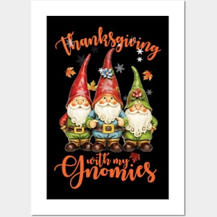 Thanksgiving With My Gnomies Funny Autumn Gnomes Lover Posters and Art